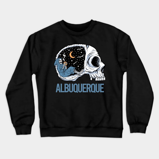 Chilling Skeleton Albuquerque Crewneck Sweatshirt by flaskoverhand